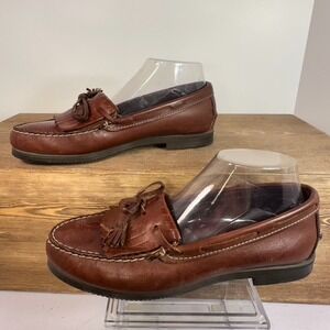 Made in USA Dexter Shoes Mens 10 M Tassel Kiltie Loafers Brown Leather Slip On